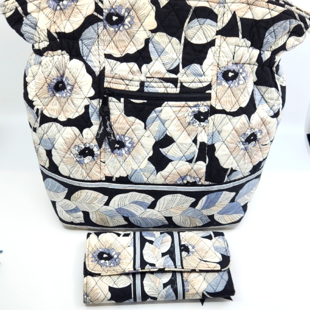2 (Two) Piece Vera Bradley Floral Quilted Satchel Bag and Wallet Set